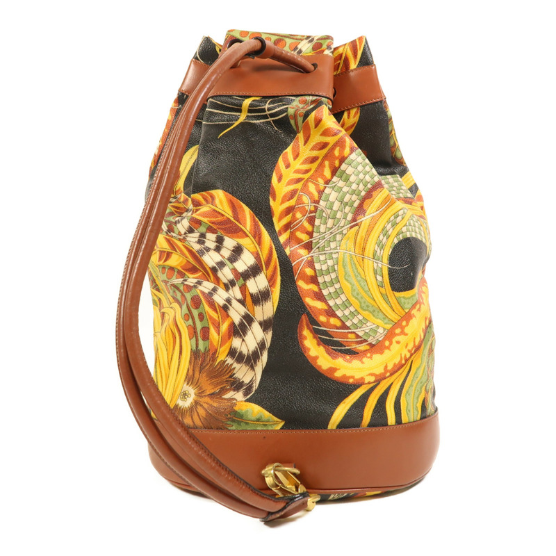 Salvatore Ferragamo 塗層帆布/牛皮皮革Rucksack金扣背包-1