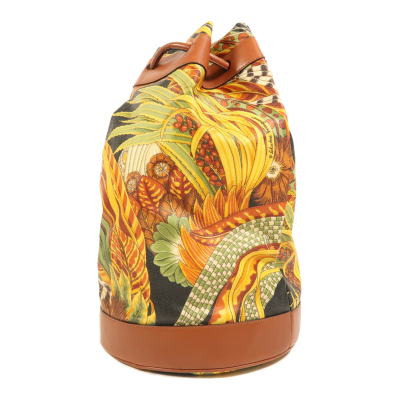 Salvatore Ferragamo 塗層帆布/牛皮皮革Rucksack金扣背包-2