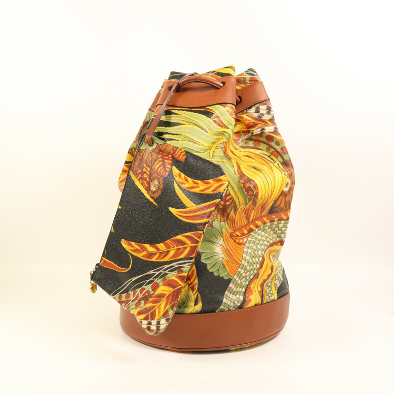 Salvatore Ferragamo 塗層帆布/牛皮皮革Rucksack金扣背包-7