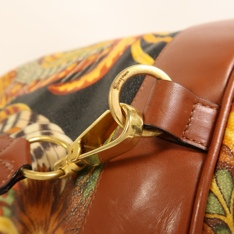 Salvatore Ferragamo 塗層帆布/牛皮皮革Rucksack金扣背包-12