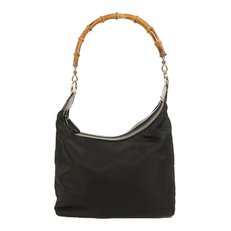 GUCCI 尼龍/漆皮皮革Shoulder Bag銀扣肩背袋-0