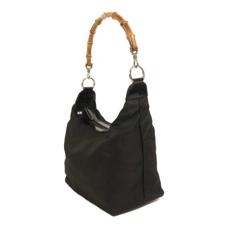 GUCCI 尼龍/漆皮皮革Shoulder Bag銀扣肩背袋-2