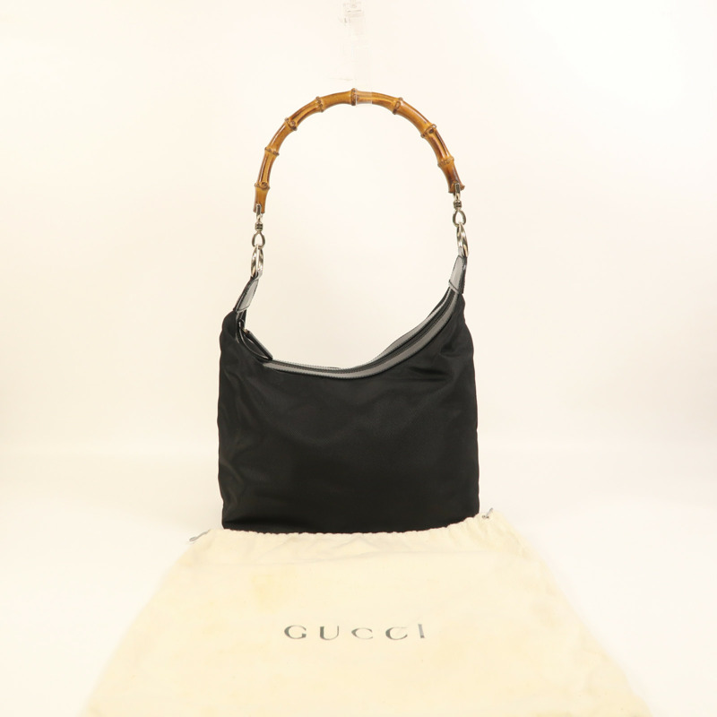 GUCCI 尼龍/漆皮皮革Shoulder Bag銀扣肩背袋-8