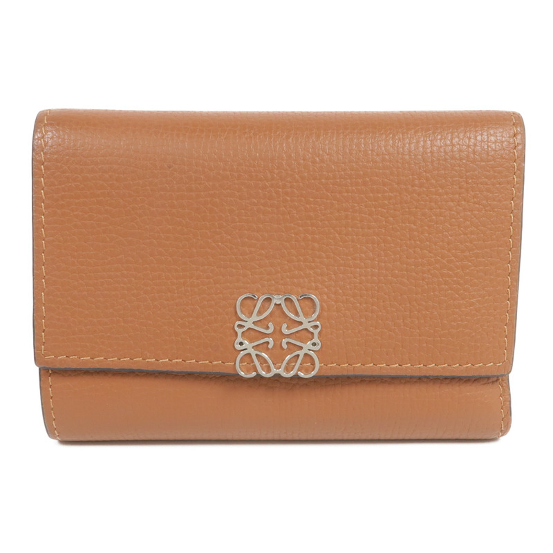 LOEWE 牛皮皮革Anagram Trifold Wallet銀扣錢包-0
