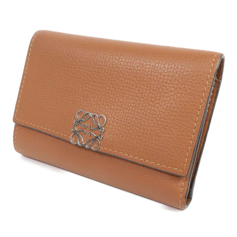 LOEWE 牛皮皮革Anagram Trifold Wallet銀扣錢包-2
