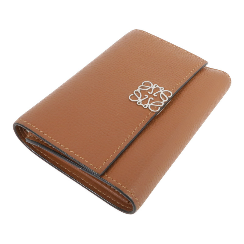 LOEWE 牛皮皮革Anagram Trifold Wallet銀扣錢包-3