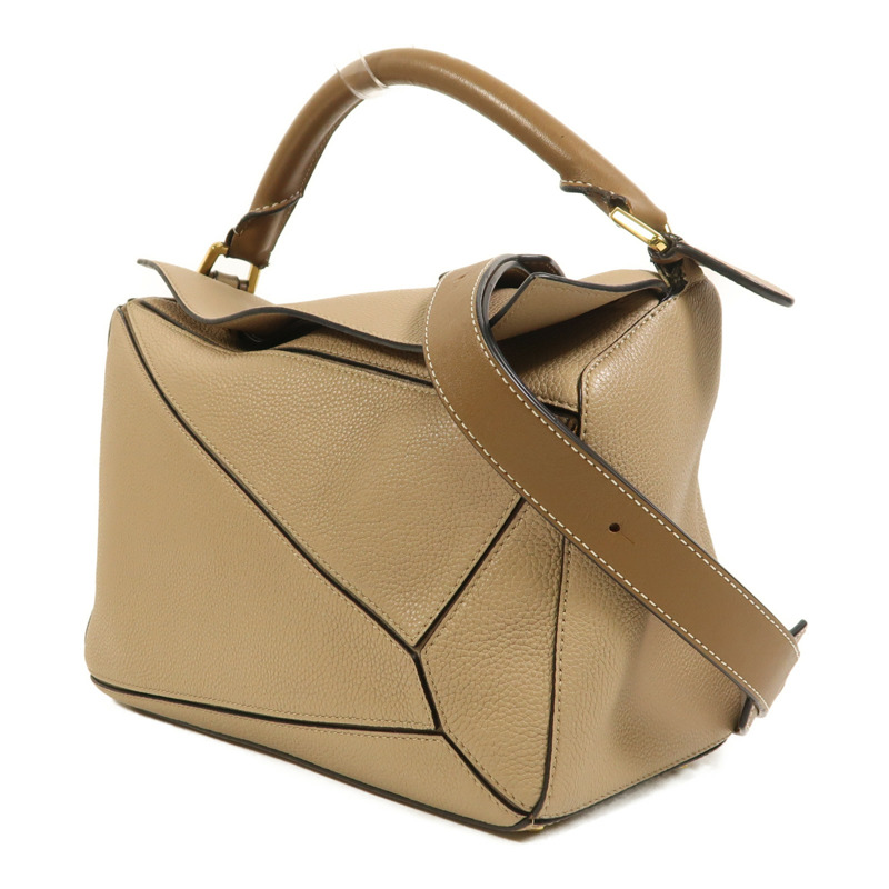 LOEWE 牛皮皮革Puzzle Medium金扣手挽肩背兩用袋-2