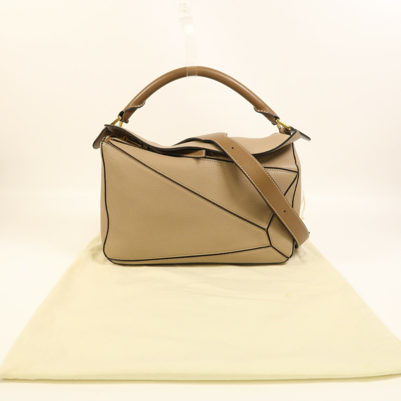 LOEWE 牛皮皮革Puzzle Medium金扣手挽肩背兩用袋-8