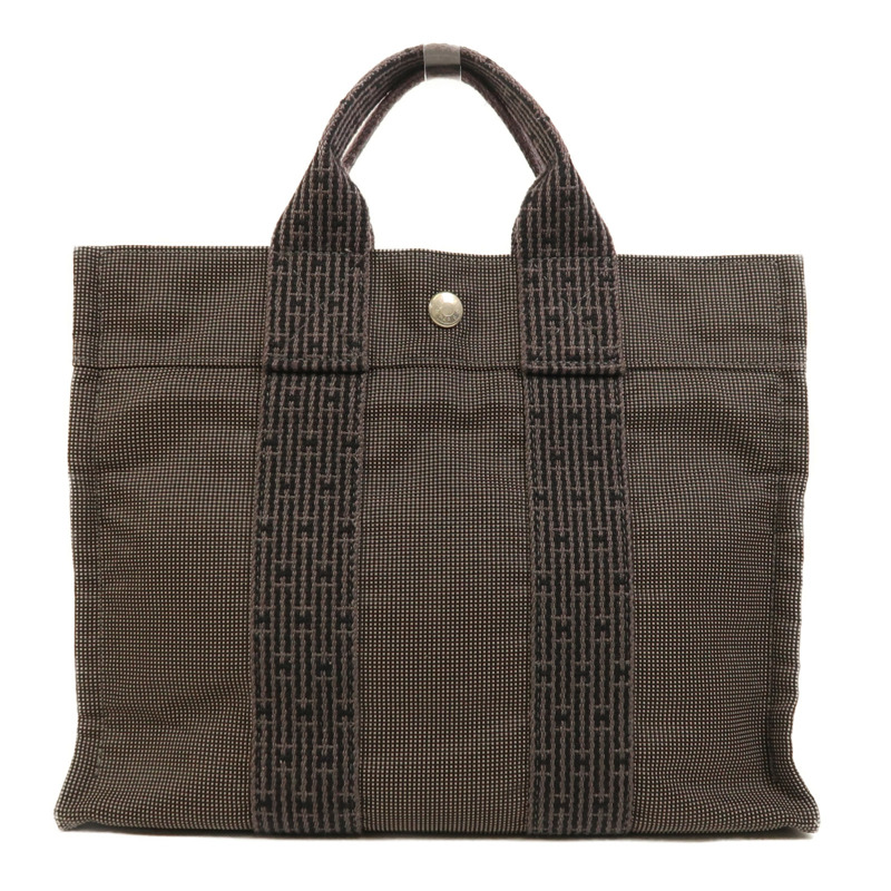 HERMES 帆布Herline銀扣手挽袋-0