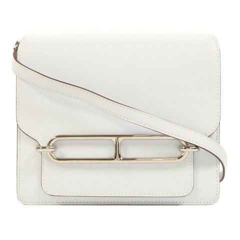 HERMES Swift皮革Roulis Mini銀扣肩背袋Bleu Brume