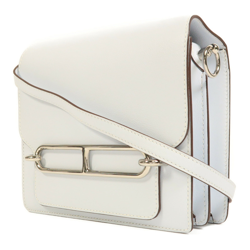 HERMES Swift皮革Roulis Mini銀扣肩背袋Bleu Brume-2