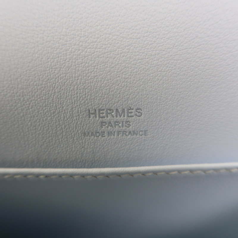 HERMES Swift皮革Roulis Mini銀扣肩背袋Bleu Brume-5