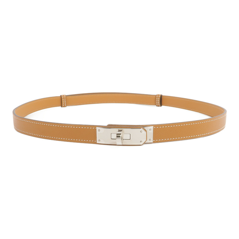 HERMES Epsom皮革Kelly Belt銀扣皮帶-0