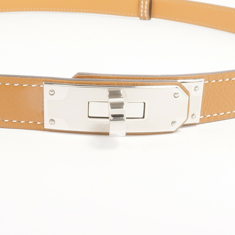 HERMES Epsom皮革Kelly Belt銀扣皮帶-3