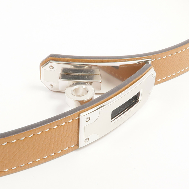 HERMES Epsom皮革Kelly Belt銀扣皮帶-4