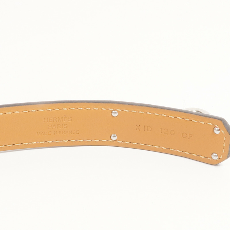 HERMES Epsom皮革Kelly Belt銀扣皮帶-5