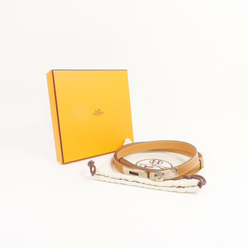 HERMES Epsom皮革Kelly Belt銀扣皮帶-6
