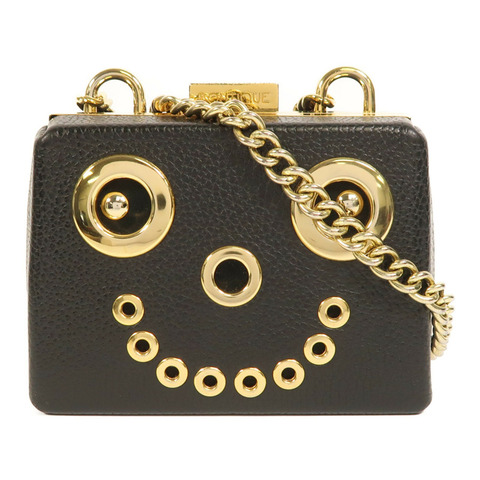 MOSCHINO 牛皮皮革Chain Shoulder金扣鏈帶肩背袋