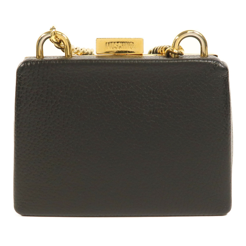 MOSCHINO 牛皮皮革Chain Shoulder金扣鏈帶肩背袋-1