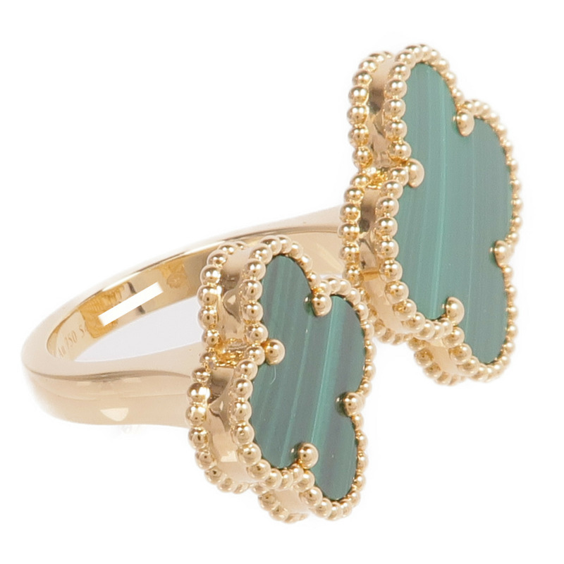Van Cleef & Arpels 18K黃金Magic Alhambra Between the Finger Ring孔雀石戒指VCA#54/US#6.75-2