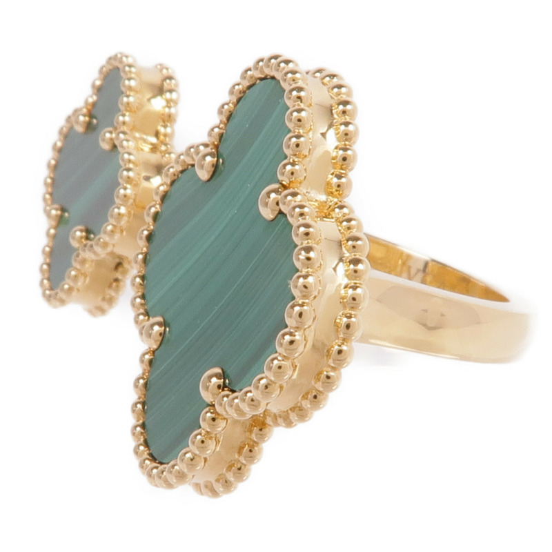 Van Cleef & Arpels 18K黃金Magic Alhambra Between the Finger Ring孔雀石戒指VCA#54/US#6.75-3