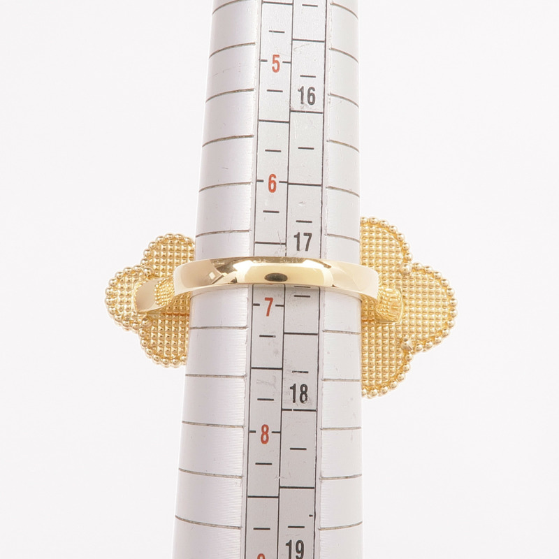 Van Cleef & Arpels 18K黃金Magic Alhambra Between the Finger Ring孔雀石戒指VCA#54/US#6.75-6