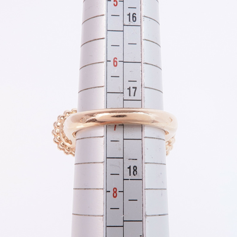 Van Cleef & Arpels 18K玫瑰金Perlée Couleurs Between the Finger Ring紅玉髓/鑽石戒指VCA#55/US#7-5