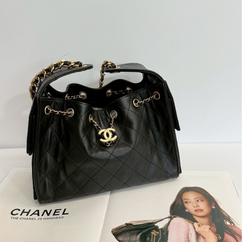 Chanel 25bag 黑金荔枝牛 小號 全新-0