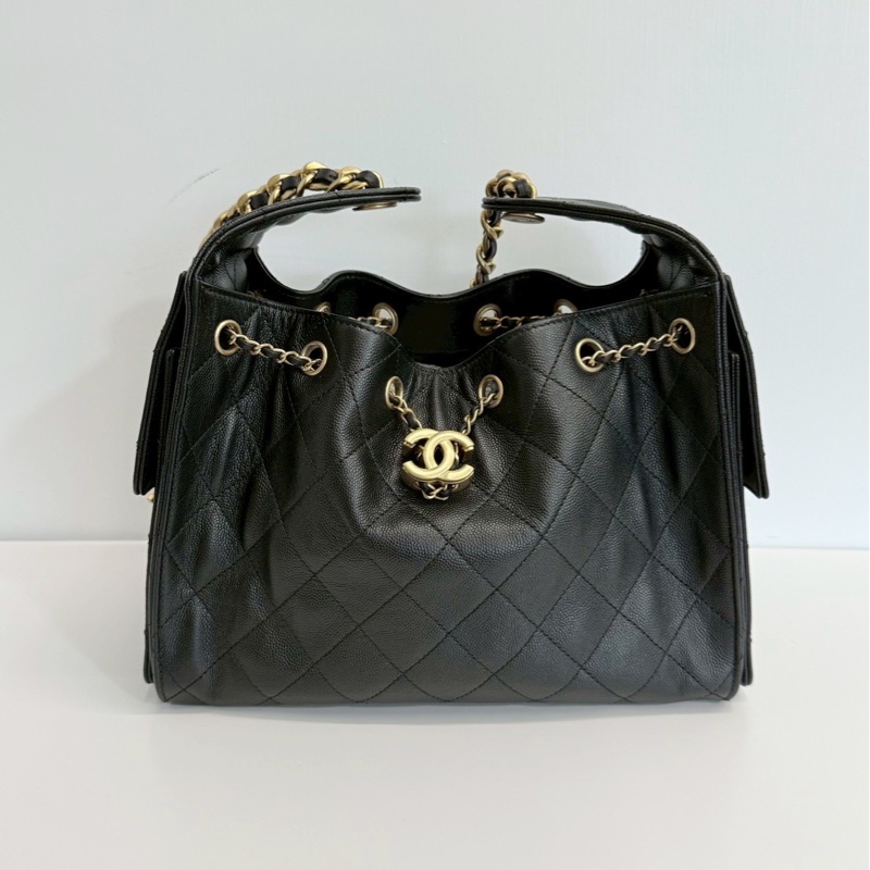 Chanel 25bag 黑金荔枝牛 小號 全新-2