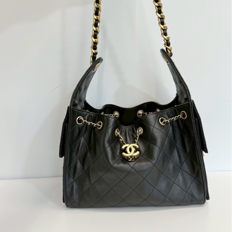 Chanel 25bag 黑金荔枝牛 小號 全新-4