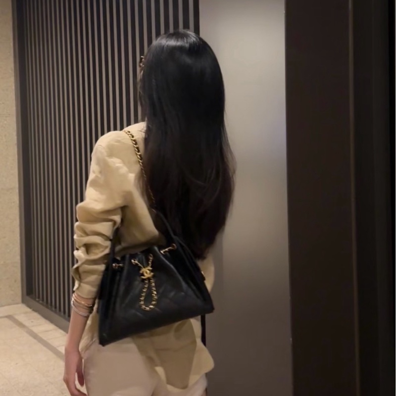 Chanel 25bag 黑金荔枝牛 小號 全新-5