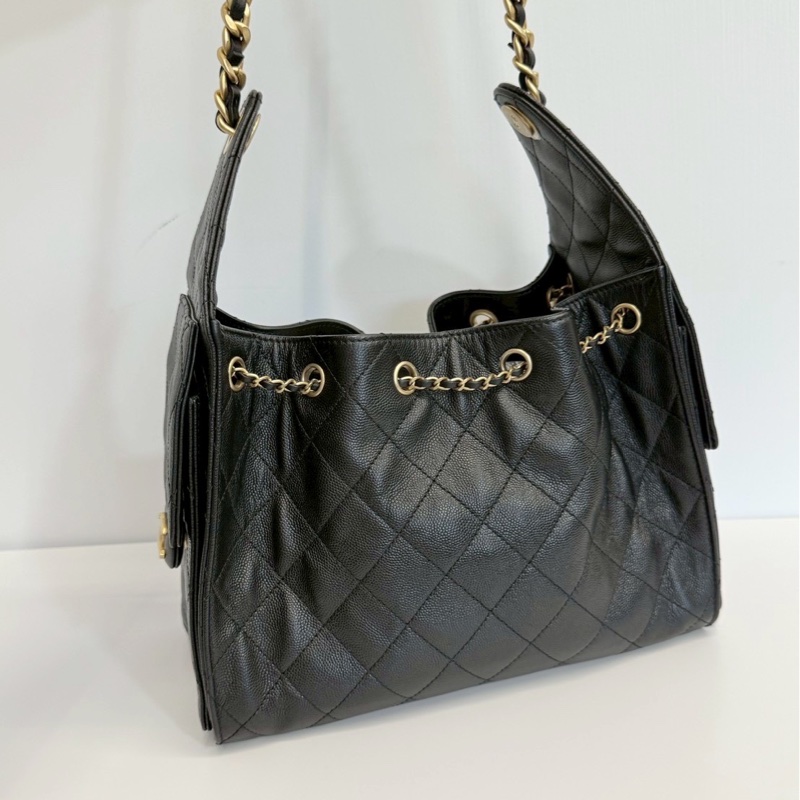 Chanel 25bag 黑金荔枝牛 小號 全新-6