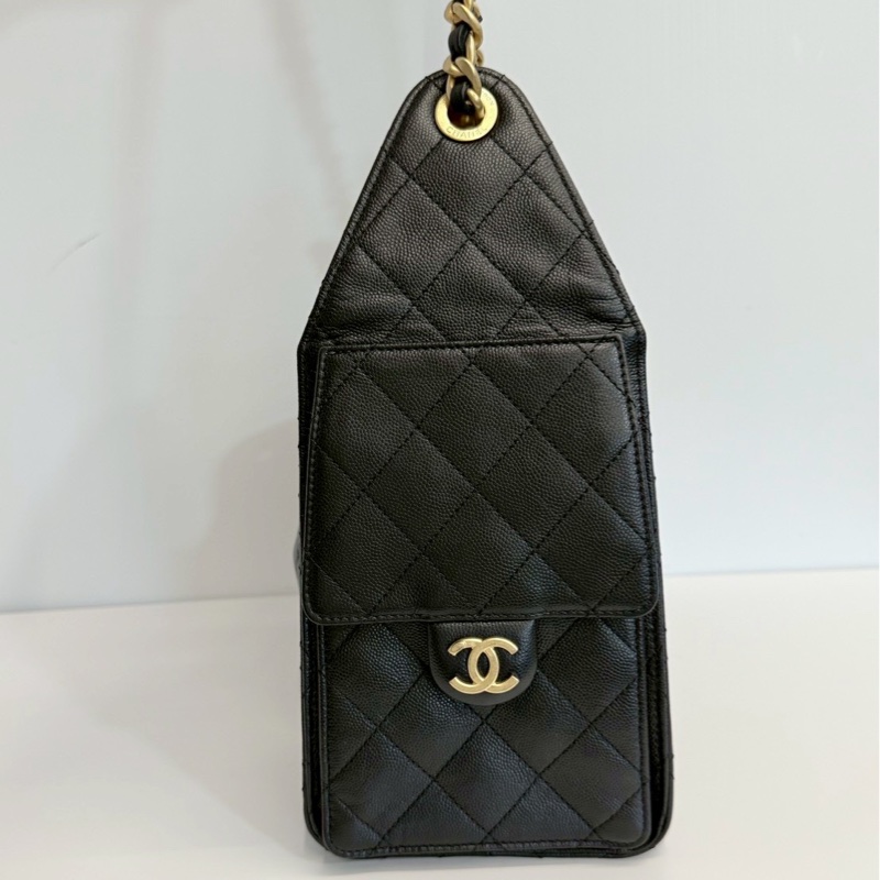 Chanel 25bag 黑金荔枝牛 小號 全新-7