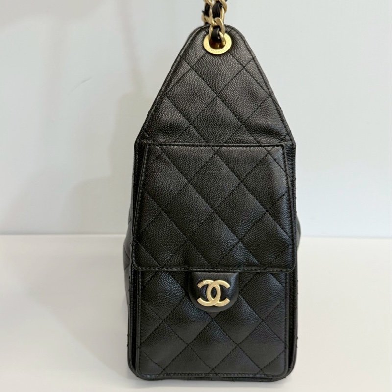 Chanel 25bag 黑金荔枝牛 小號 全新-8