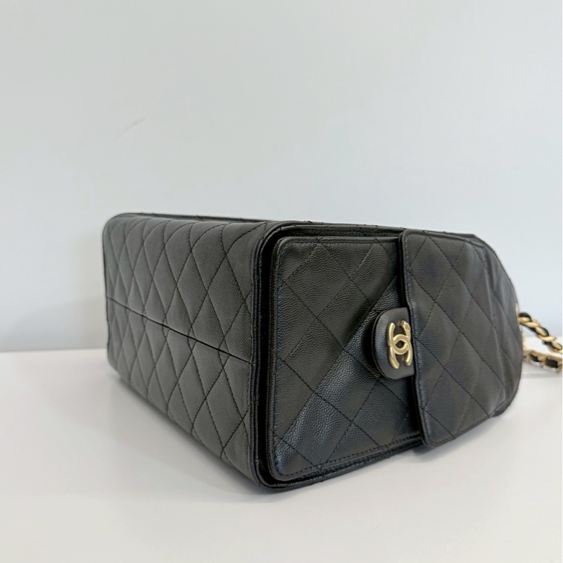 Chanel 25bag 黑金荔枝牛 小號 全新-11