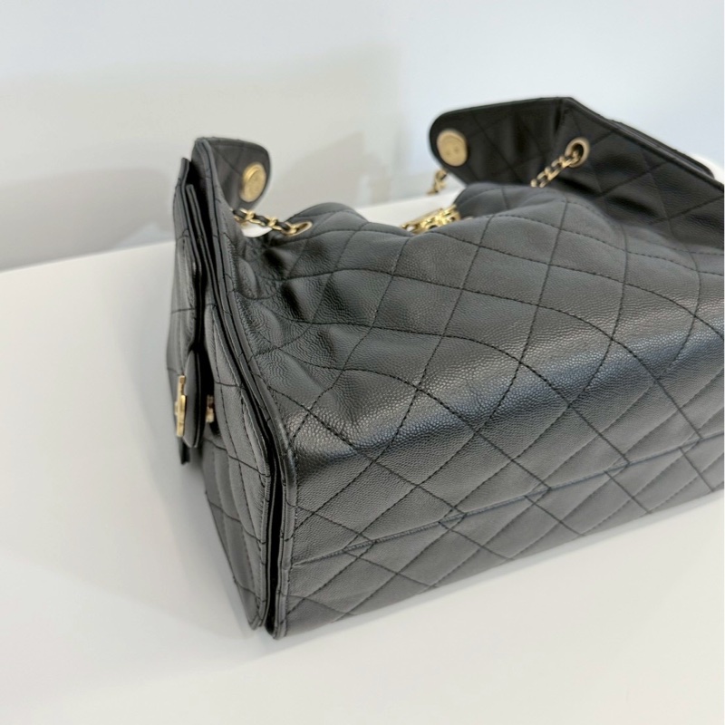 Chanel 25bag 黑金荔枝牛 小號 全新-12