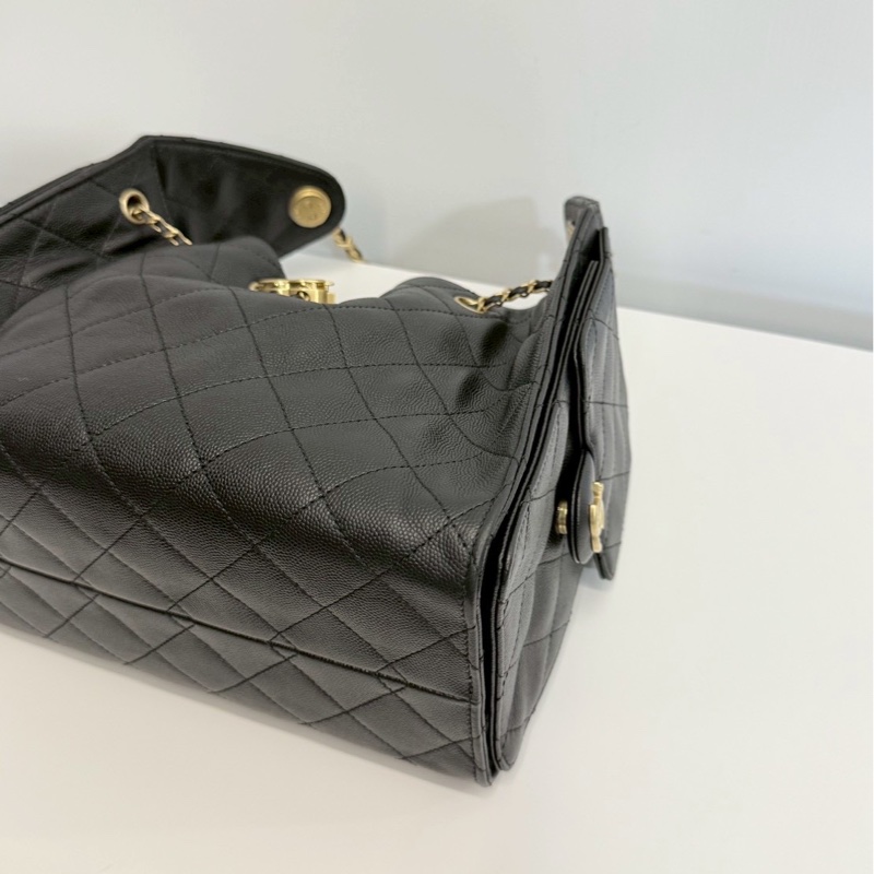Chanel 25bag 黑金荔枝牛 小號 全新-13