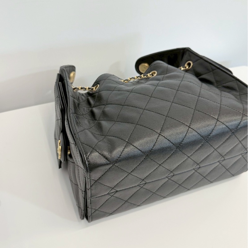 Chanel 25bag 黑金荔枝牛 小號 全新-14