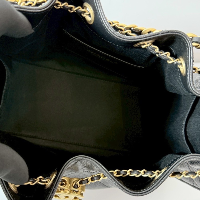 Chanel 25bag 黑金荔枝牛 小號 全新-16