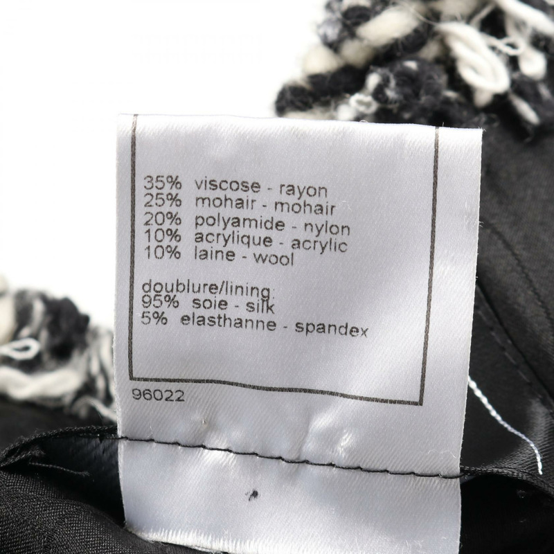 香奈兒 COCO 標誌紐扣斜紋軟呢外套 P22295V13164 尼龍人造絲/馬海毛混紡 黑色 白色 灰色 二手 女款-4