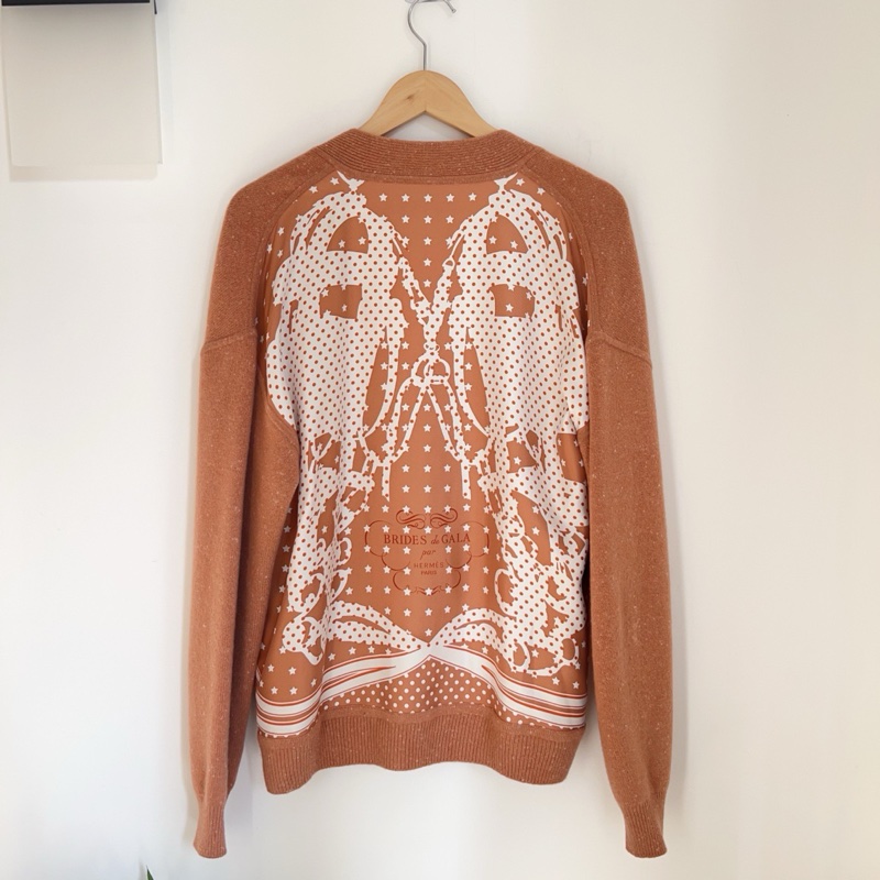 Hermes 99新 羊毛真絲開衫 春秋外搭衣服 38碼  胸圍120 衣長60-1