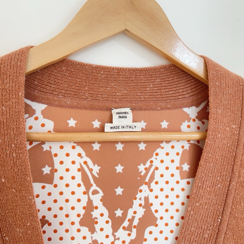 Hermes 99新 羊毛真絲開衫 春秋外搭衣服 38碼  胸圍120 衣長60-7