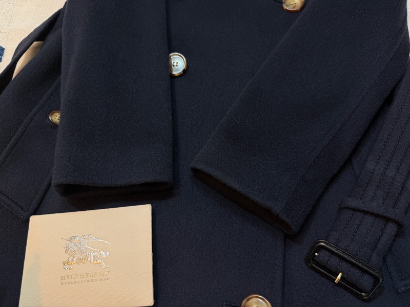 BURBERRY英國海軍藍羊絨大衣UK4-5