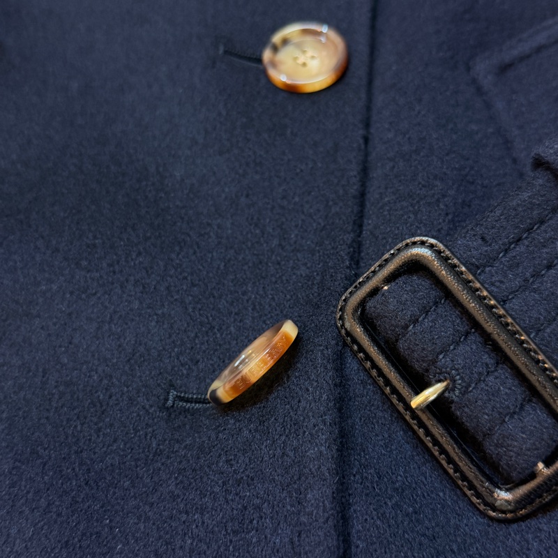 BURBERRY英國海軍藍羊絨大衣UK4-6
