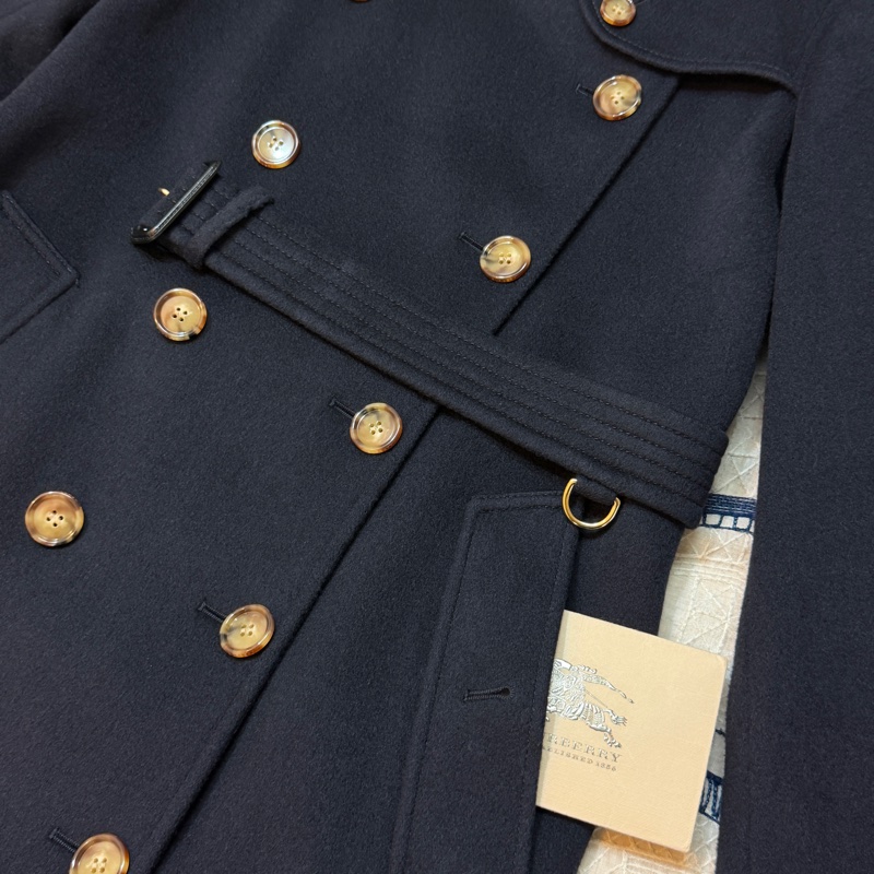 BURBERRY英國海軍藍羊絨大衣UK4-7