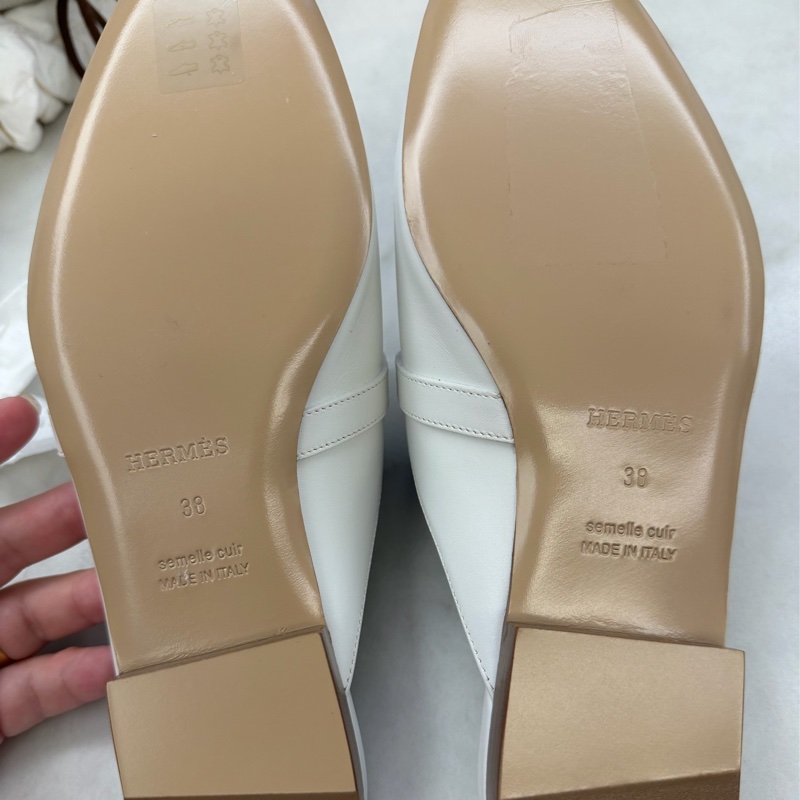 Hermes Oz Mule kelly 白色銀扣 半拖鞋 老虎圖案 穆勒鞋-9