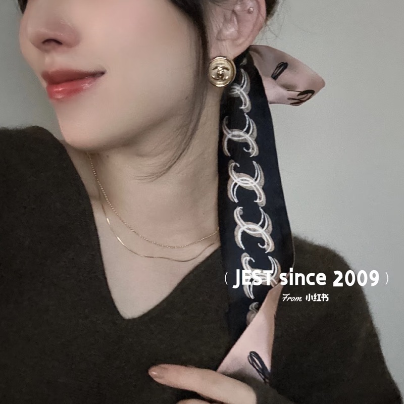 CHANEL 絲巾雙色🎀經典co co字母Twilly 全新有盒🎁-8