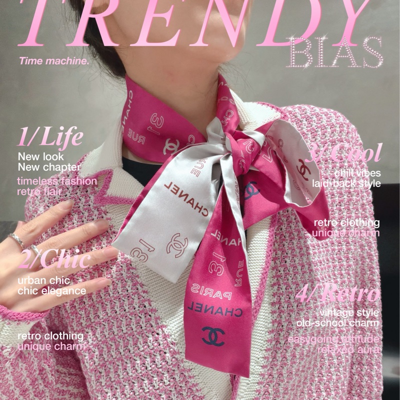 CHANEL 絲巾雙色🎀經典co co字母Twilly 全新有盒🎁-0
