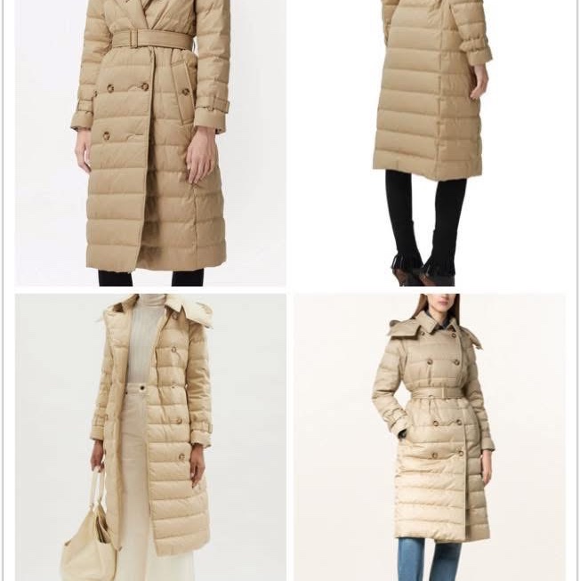 BURBERRY英國蜜色連帽鵝絨風衣大衣XS-1