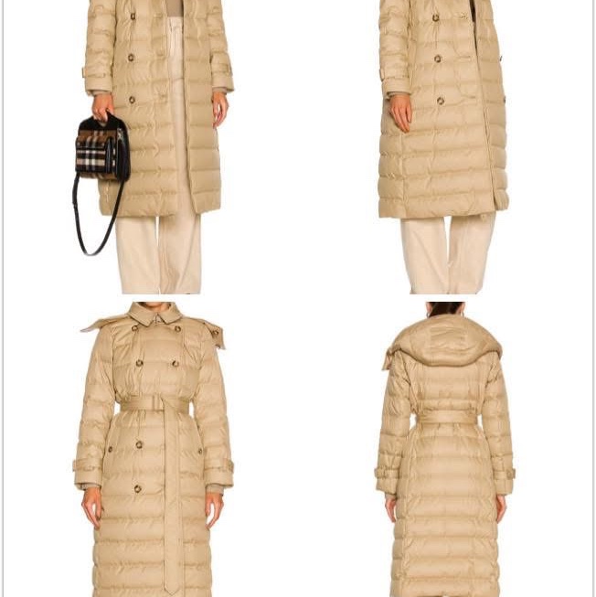 BURBERRY英國蜜色連帽鵝絨風衣大衣XS-2